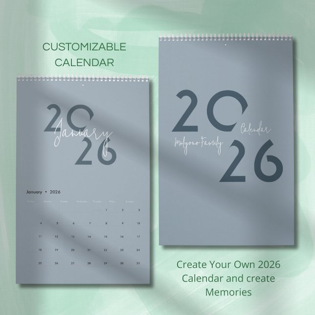 Calendario 2026 Azul Simple Elegante (Subido por el creador)
