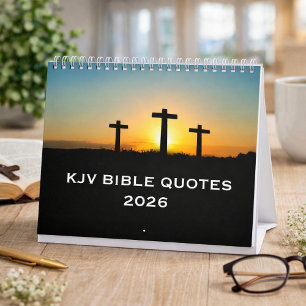 Calendario 2026 Biblia Escrituras KJV Iglesia Tres Cruces
