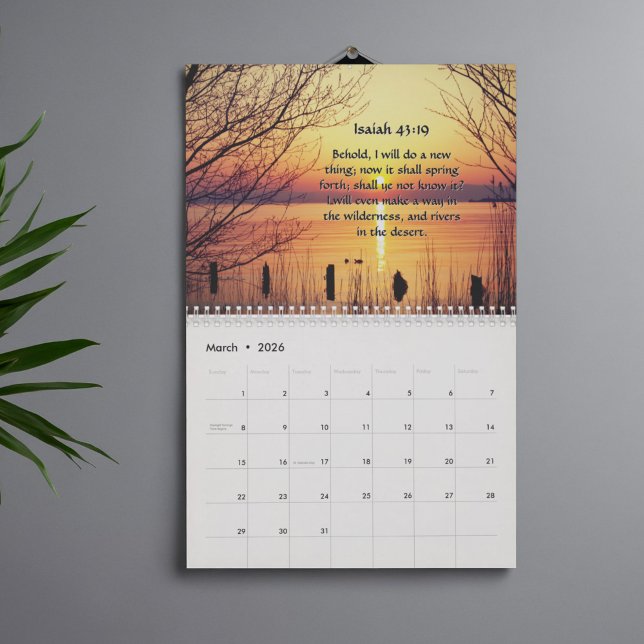 Calendario 2026 Biblia KJV Paisajes de las Escrituras Cristia (2026 KJV Bible Scripture Landscapes Christian Calendar)