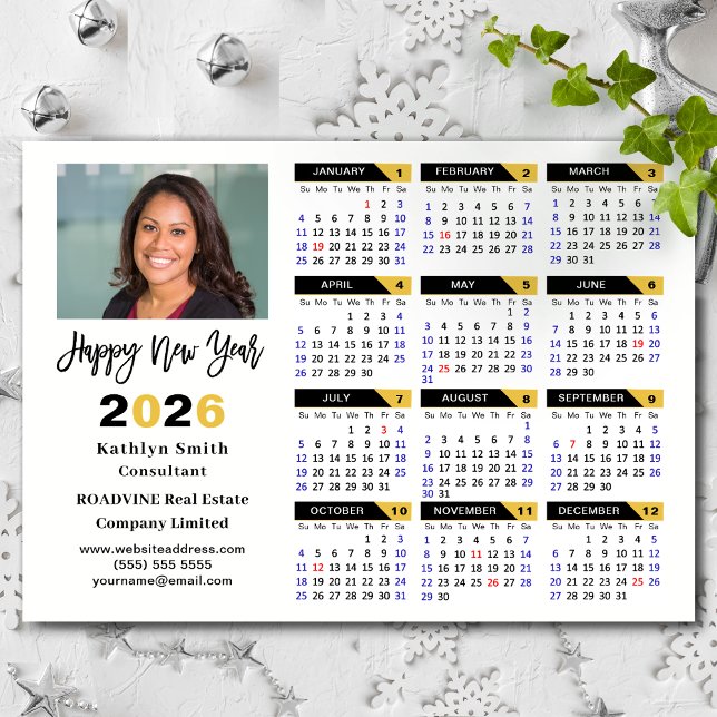 Calendario 2026 Black Gold Business Photo Magnetic (Subido por el creador)