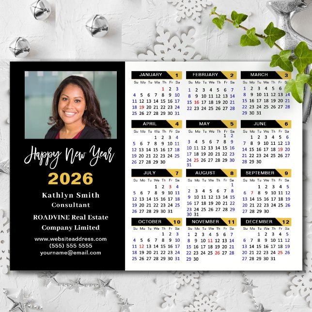 Calendario 2026 Black Gold Business Photo Magnetic (Subido por el creador)