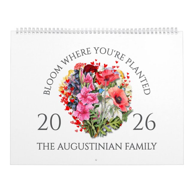 Calendario 2026 BLOOM WHERE PLANTED Christian Birth Month  (Tapa)