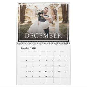 Calendario 2026 Boda Personalizada Foto Recién Casados Chic