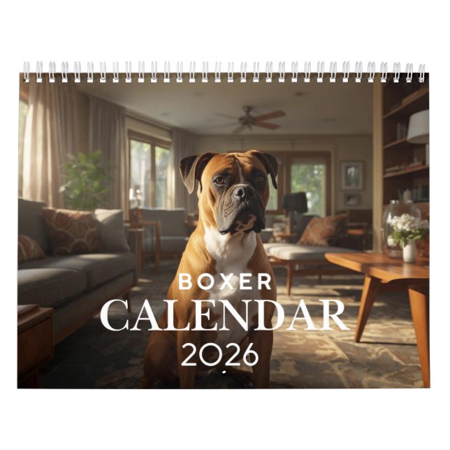Calendario 2026 Boxer Dog Wall Calendar | 12 Month Calendar (Tapa)