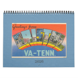 Calendario 2026 Bristol VA TN Tarjeta postal vinta