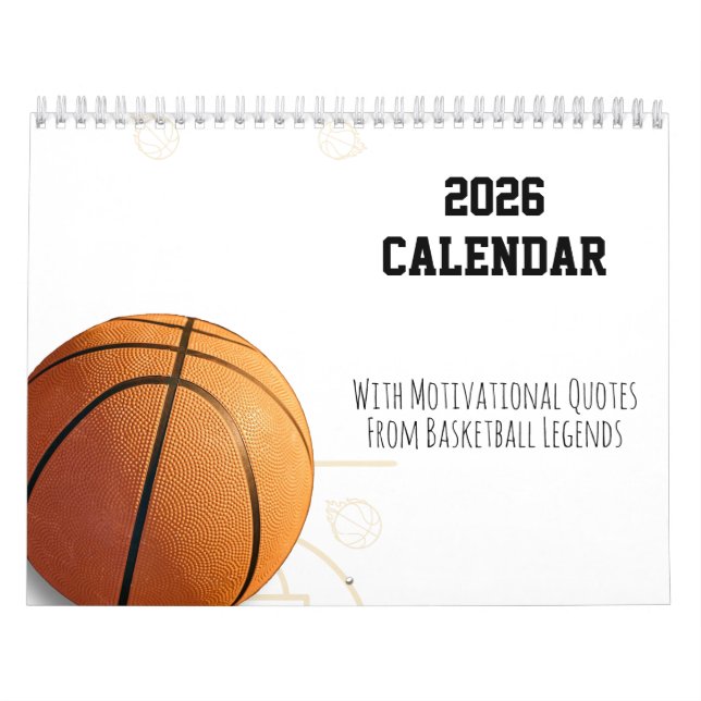 Calendario 2026 Calendar Basketball Motivational Quotes  (Tapa)