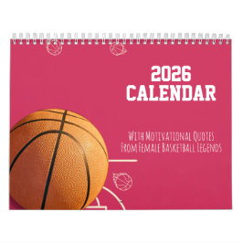 Calendario 2026 Calendar Pink  Basketball For Her Teen Girls
