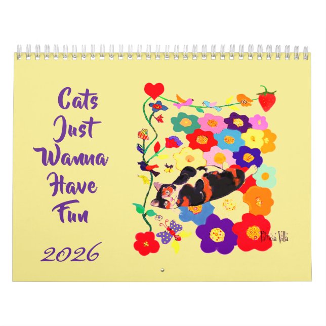 Calendario 2026 Cats Just Wanna Have Fun Cat Art  (Tapa)