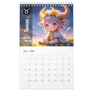 Calendario 2026 Chibi Cute Zodiac Calendar - Astrología Kawai