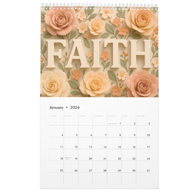 Calendario 2026 Christian Floral with Personalization (Jan 2026)