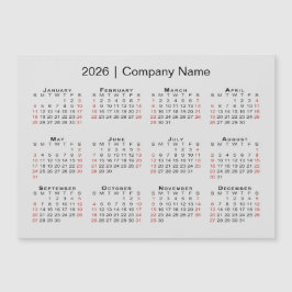 Calendario 2026 con imán gris de nombre de negocio