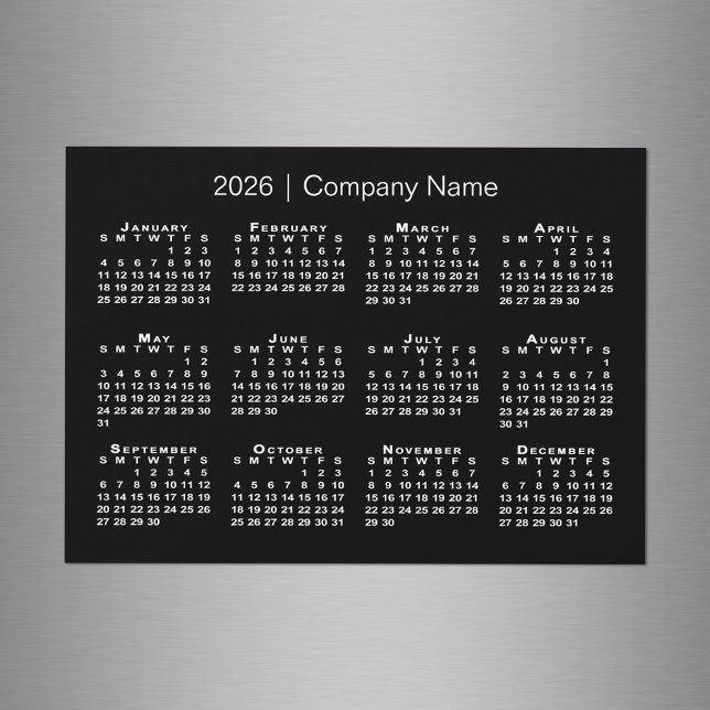 Calendario 2026 con nombre de empresa imán negro (2026 Calendar with Company Name Black Magnet in situ)