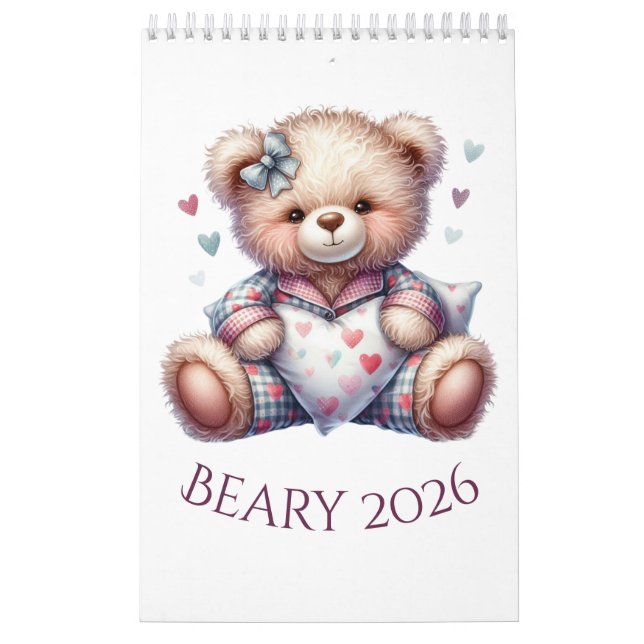 Calendario 2026 con osos de peluche bonitos (Tapa)