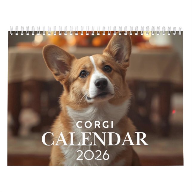 Calendario 2026 Corgi Calendar – 12 Month Wall Calendar (Tapa)