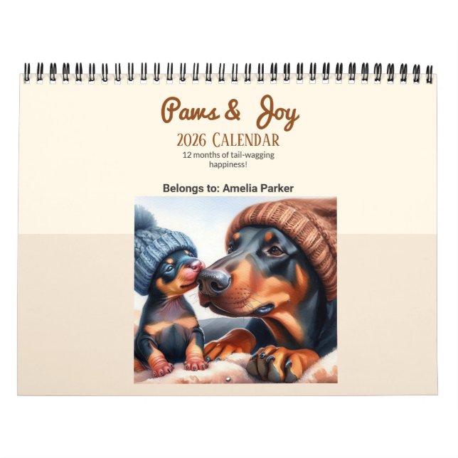 Calendario 2026 Custom Dog Calendar Wall Art – Photo Calendar (Tapa)