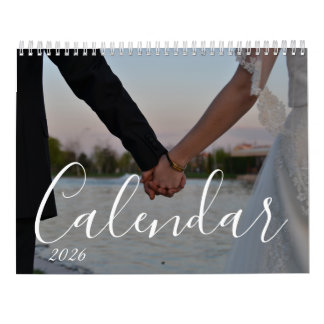 Calendario 2026 Custom Wedding Photo Chic Script Calendar