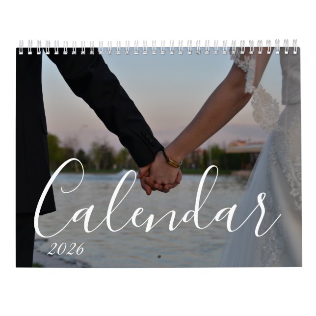 Calendario 2026 Custom Wedding Photo Chic Script Calendar (Reverso)