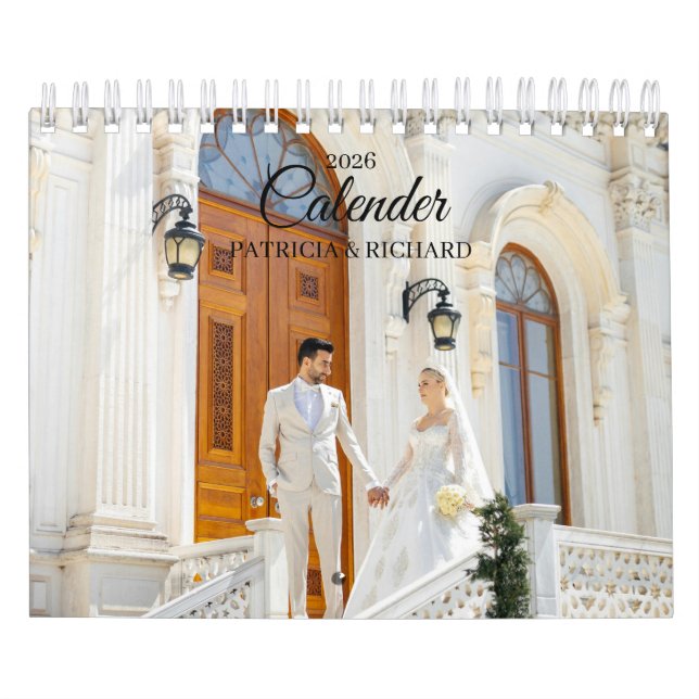 Calendario 2026 Custom Wedding Photo Chic Script Calendar (Tapa)