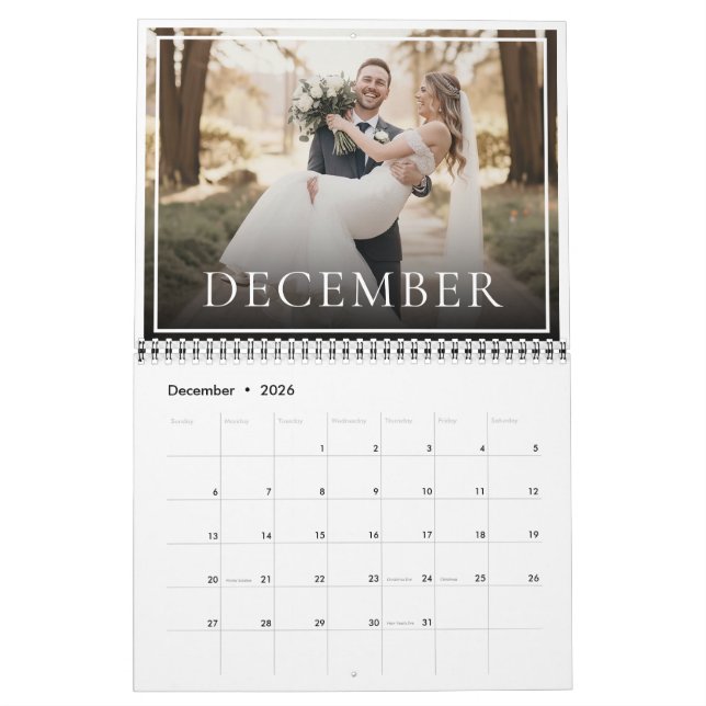 Calendario 2026 Custom Wedding Photo Newlywed Chic (Dec 2026)
