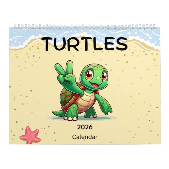 Calendario 2026 Cute Turtles Celebrating Holidays  (Tapa)