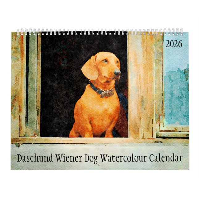 Calendario 2026 Daschund Wiener Dog  (Tapa)