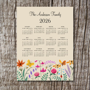 Calendario 2026 de Acuarela de Flores Silvestres L