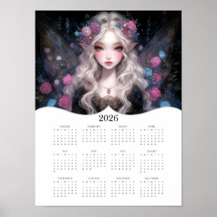 Calendario 2026 de Año Completo de Arte Fantasía