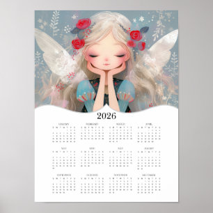 Calendario 2026 de Año Completo de Arte Fantasía