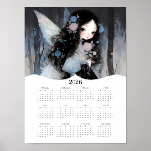 Calendario 2026 de Año Completo de Arte Fantasía