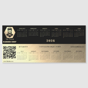 Calendario 2026 de Barbería Profesional negro y do