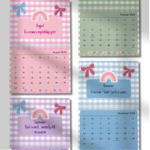 Calendario 2026 de Cita de Cinta y Flor Brillante 