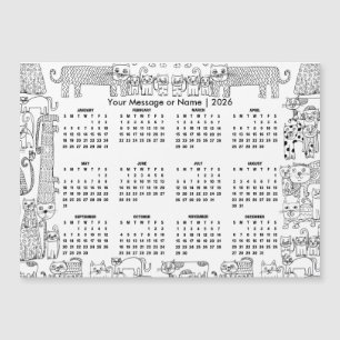 Calendario 2026 de Gatos Mensaje o Nombre Personal