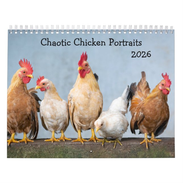 Calendario 2026 de retratos de pollo caóticos (Tapa)