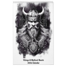 Calendario 2026 de Vikingos y Bestias Mitológicas
