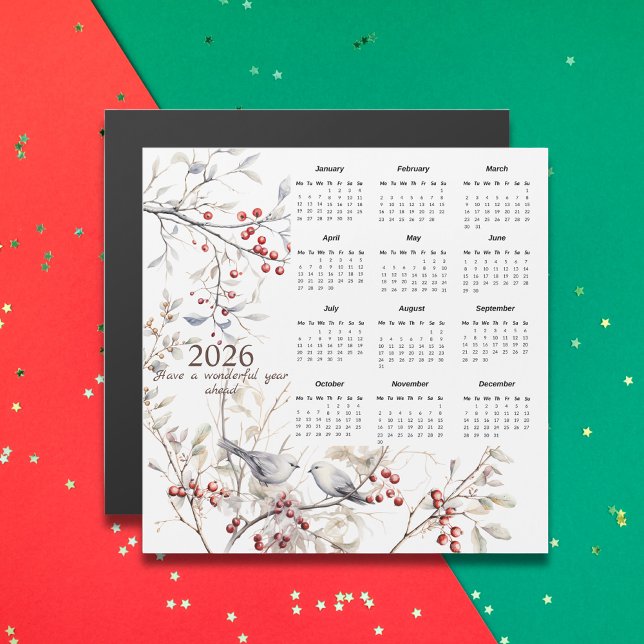 Calendario 2026 de Winter Berries Birds Navidades (Subido por el creador)