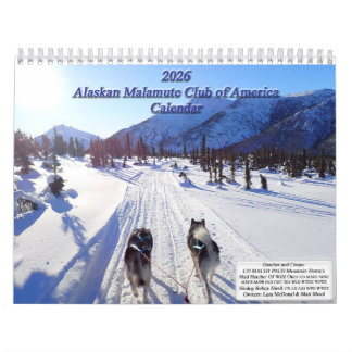 Calendario 2026 del Alaskan Malamute Club of Ameri