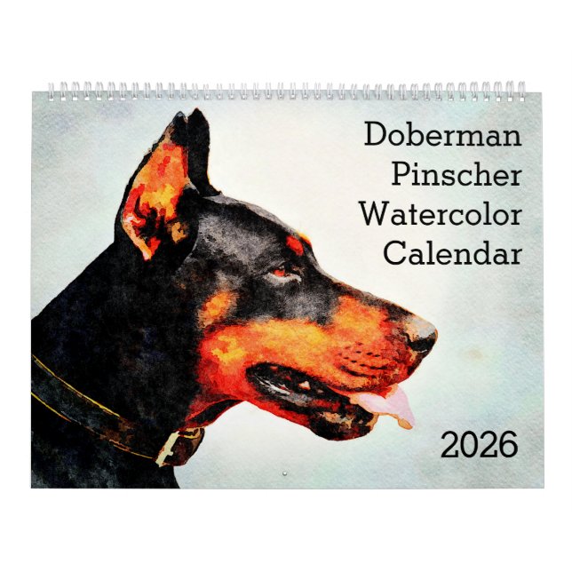 Calendario 2026 Doberman Pinscher Dog Mama Dobie Lover Gift (Tapa)