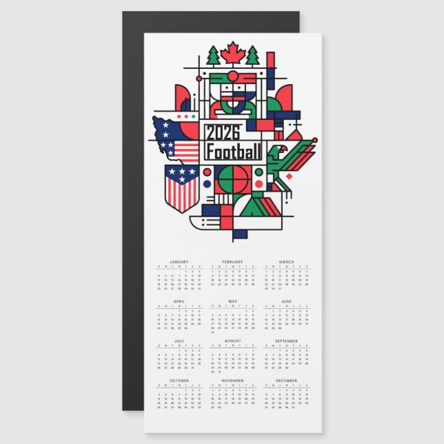 Calendario 2026 EE.UU., Canadá, México Magnetic Ca (Anverso/Reverso)