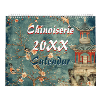 Calendario 2026 elegant chinoiserie wall 