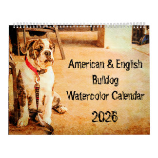 Calendario 2026 English Bulldog British American Bully Gift