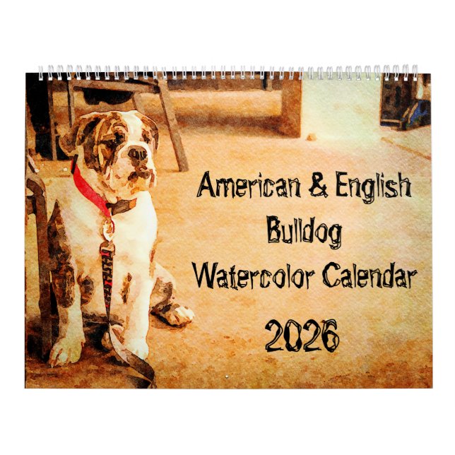 Calendario 2026 English Bulldog British American Bully Gift (Tapa)