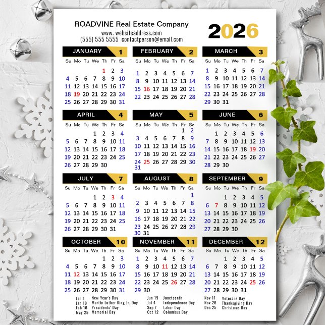Calendario 2026 Festividades Estadounidenses Magné (Subido por el creador)
