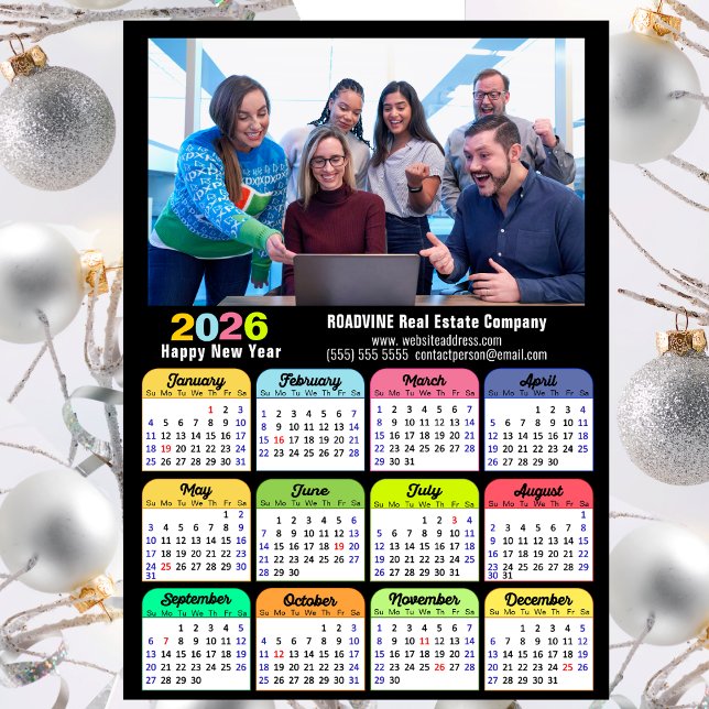 Calendario 2026 Foto de negocios Magnético negro m (Subido por el creador)