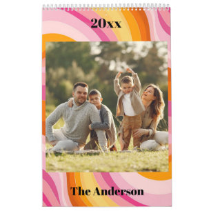 Calendario 2026 Foto Familiar Personalizada Vintage 70s