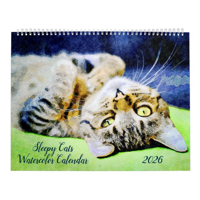 Calendario 2026 Funny Lazy Sleepy Cat Relaxing Cat Lover Gift (Tapa)