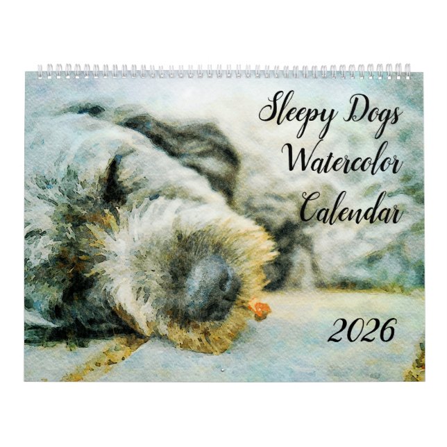 Calendario 2026 Funny Lazy Sleepy Dog Puppy Antianxiety Gift (Tapa)