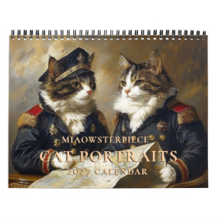 Calendario 2026 Gatos con Trajes Históricos en Par