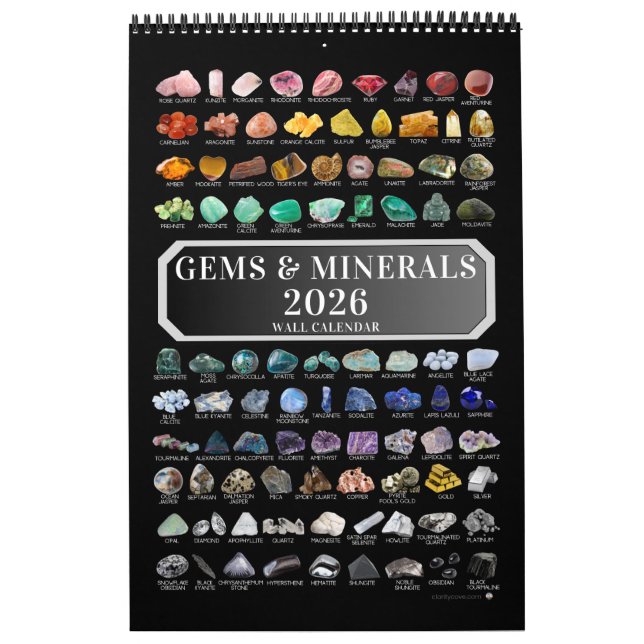 Calendario 2026 Gem & Mineral Crystals Gemstones Geologist (Tapa)