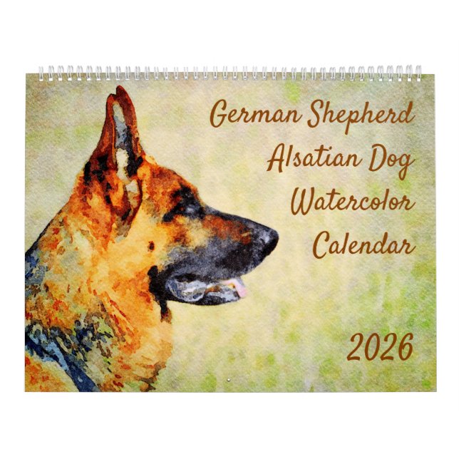 Calendario 2026 German Shepherd Alsatian Dog Lover GSD Gift (Tapa)