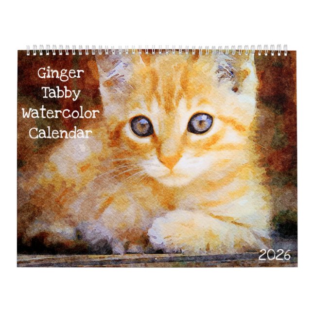 Calendario 2026 Ginger Tabby Cat Lover Owner Marmalade Cat (Tapa)